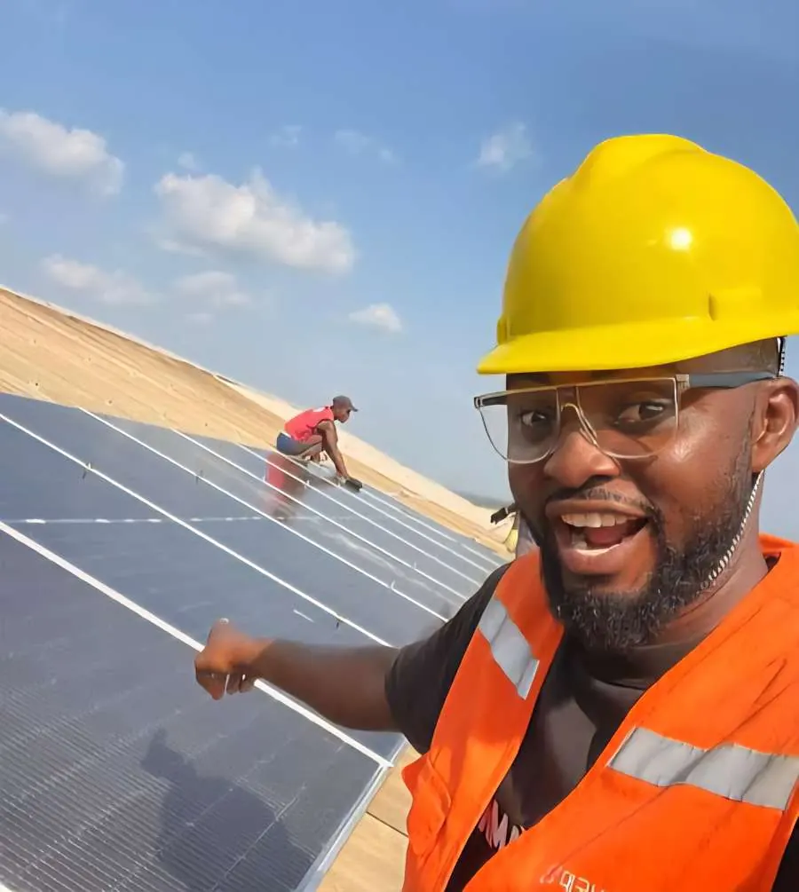 Solar installation team on rooftop