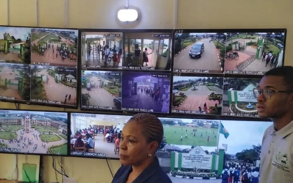 CCTV control room multi-camera monitoring wall